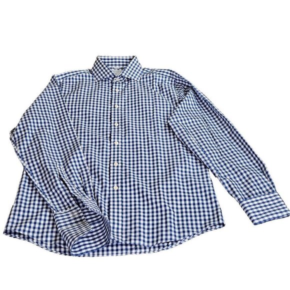 Charles Tyrwhitt Shirt Mens 15.5 Plaid Non Iron Slim Fit French Cuff LS Buttons - Picture 11 of 15